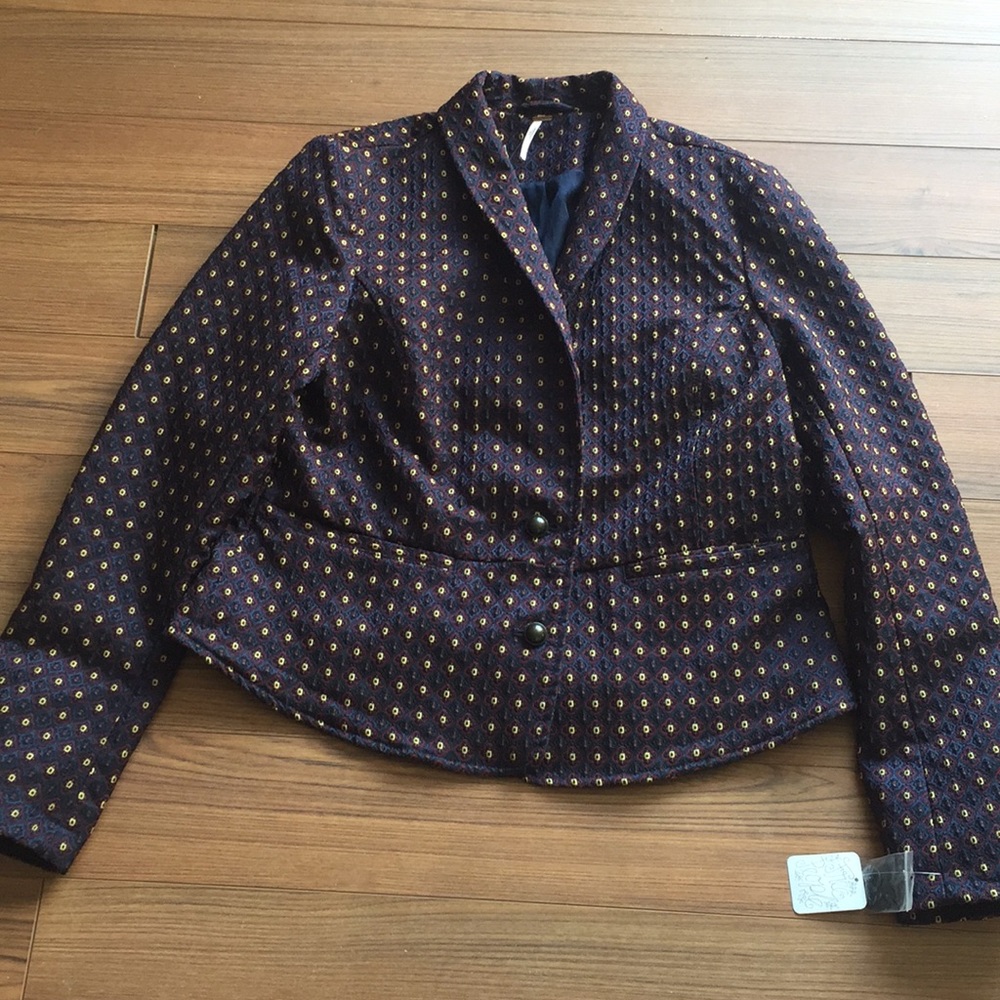 Free People brocade patterned fitted blazer-NWT